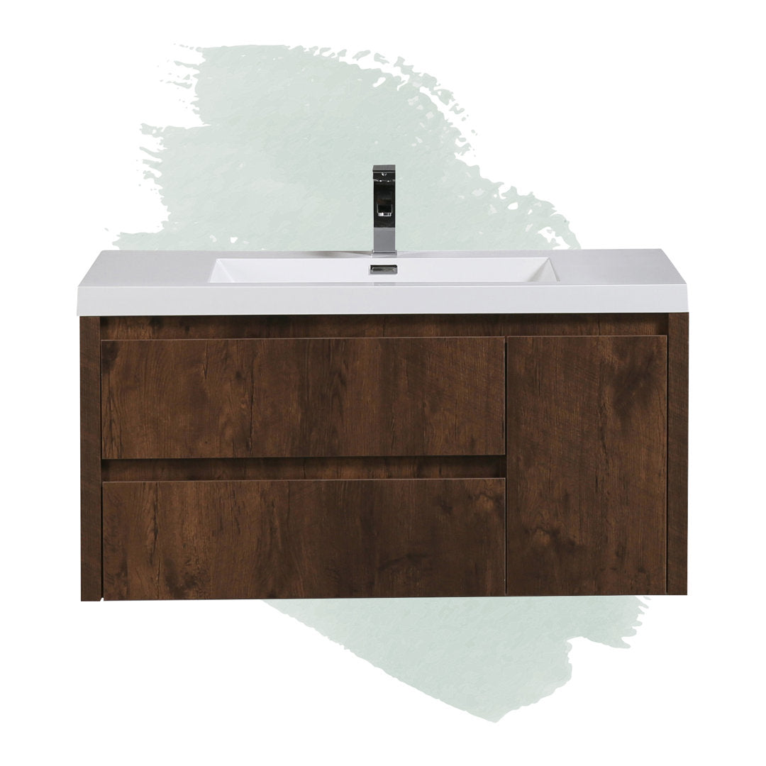 Ayeasha 42" Wall-Mounted Single Bathroom Vanity Set Ivy Bronx Base Finish: Rosewood