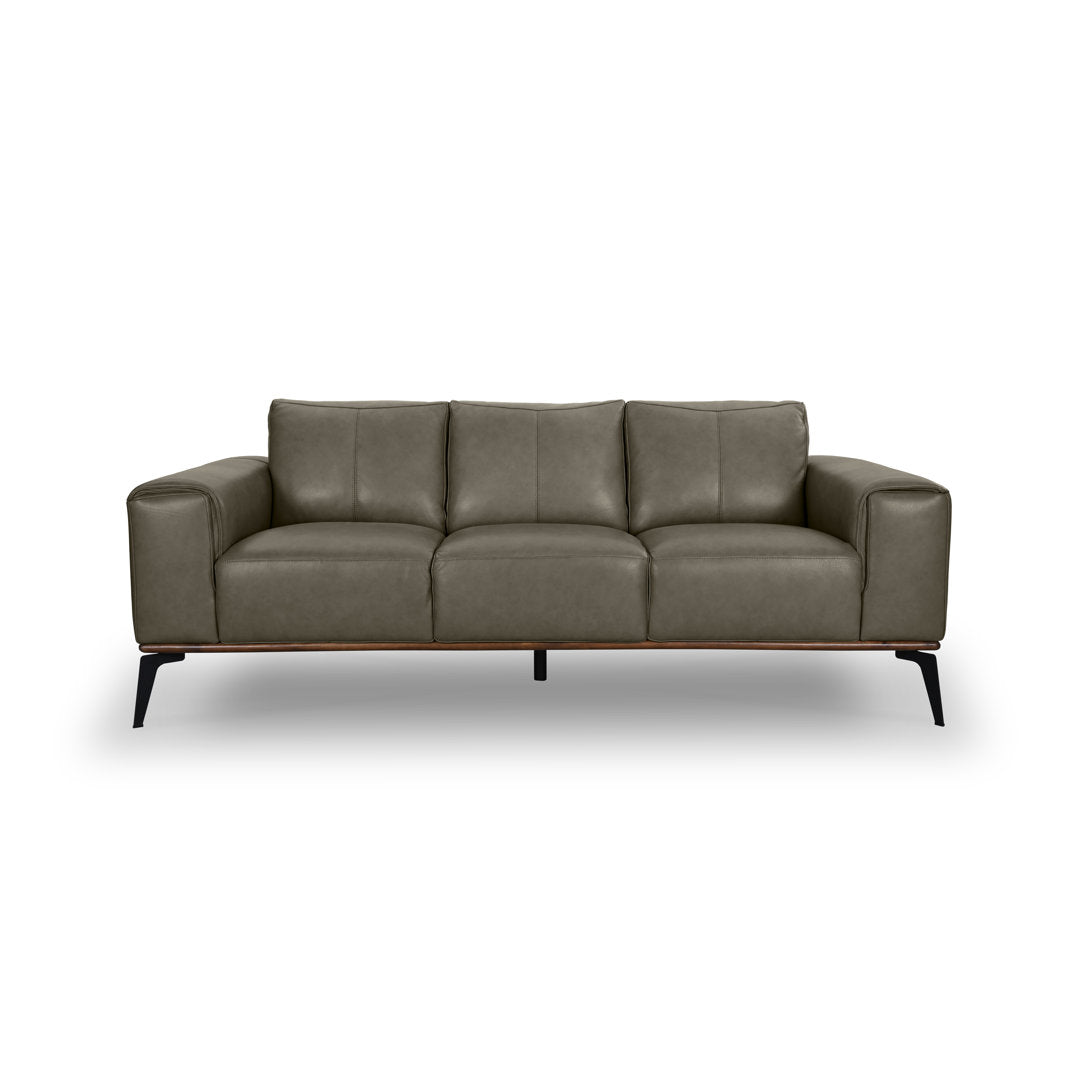 Conley 86" Genuine Leather Square Arm Sofa Sand & Stable™ Leather Type: Gray Genuine Leather