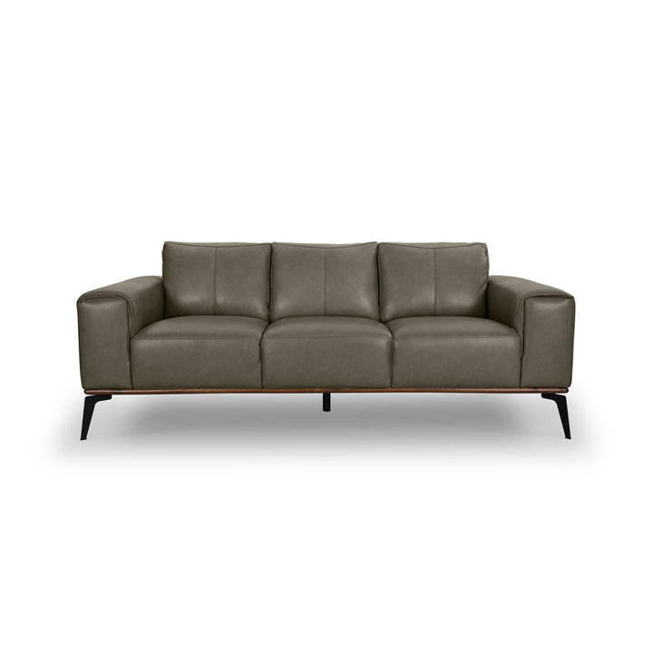 Conley 86" Genuine Leather Square Arm Sofa Sand & Stable™ Leather Type: Gray Genuine Leather