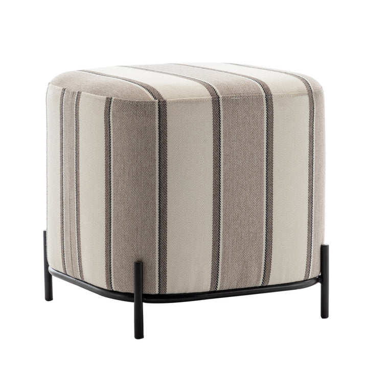 Ohman 16.5'' Wide Square Cube Ottoman Mercury Row® Leg Color: Black Body Fabric: Brown and White Striped Twill