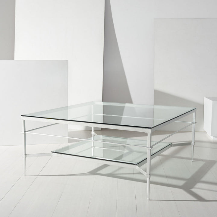 Genevieve Coffee Table with Storage Etta Avenue™ Table Base Color: Silver