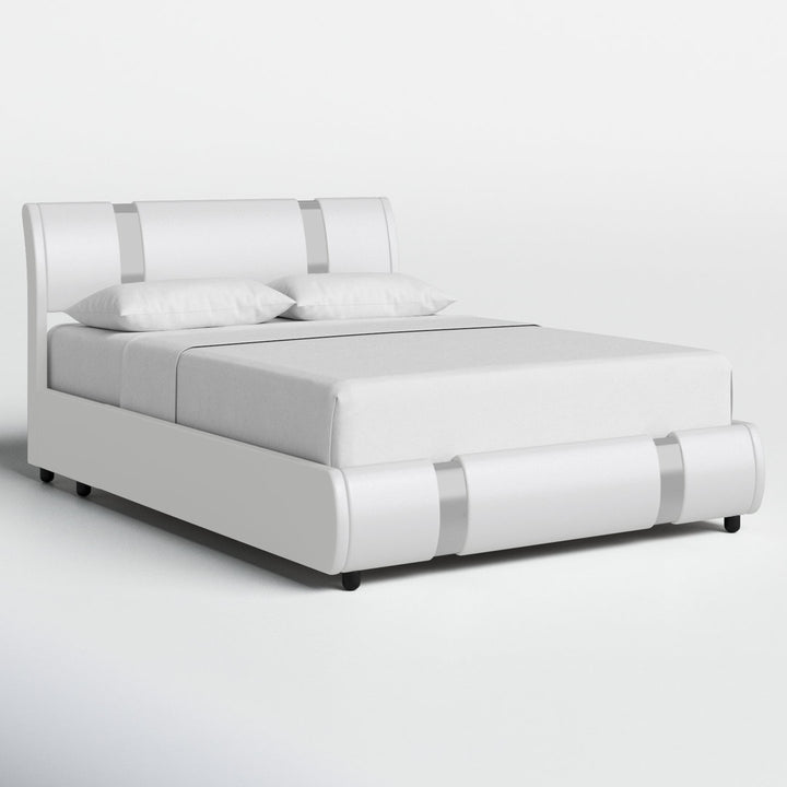 Conshohocken Low Profile Modern Leather Upholstered Platform Bed Frame with Adjustable Headboard Wade Logan® Color: White Size: Queen