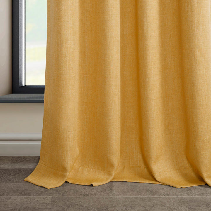 Oneridge Room Darkening Faux Linen Curtains for Bedroom Grommet Living Room Curtain for Window Single Panel Latitude Run® Curtain Color: Dandelion Gold Size per Panel: 50" W x 84" L