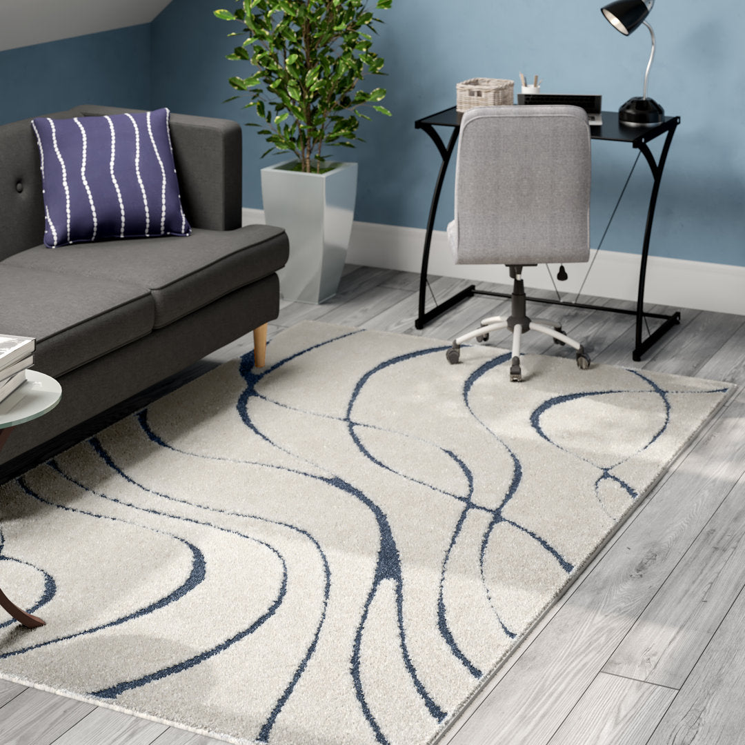 Ashal Abstract Cream/Blue Area Rug Wade Logan® Rug Size: Rectangle 9'6" x 13'