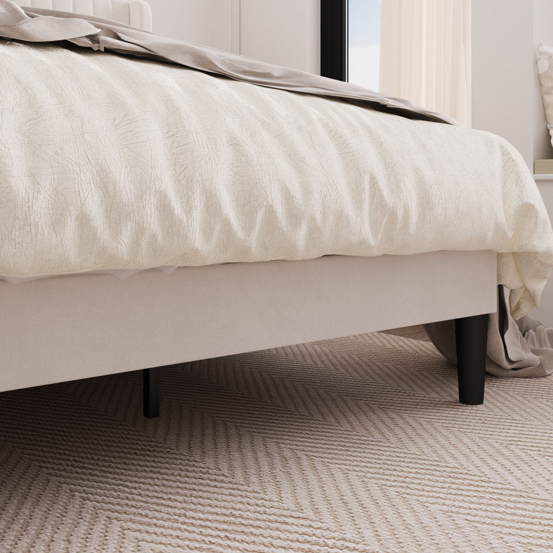 Candler Upholstered Platform Bed with Wingback Willa Arlo™ Interiors Color: White Size: King