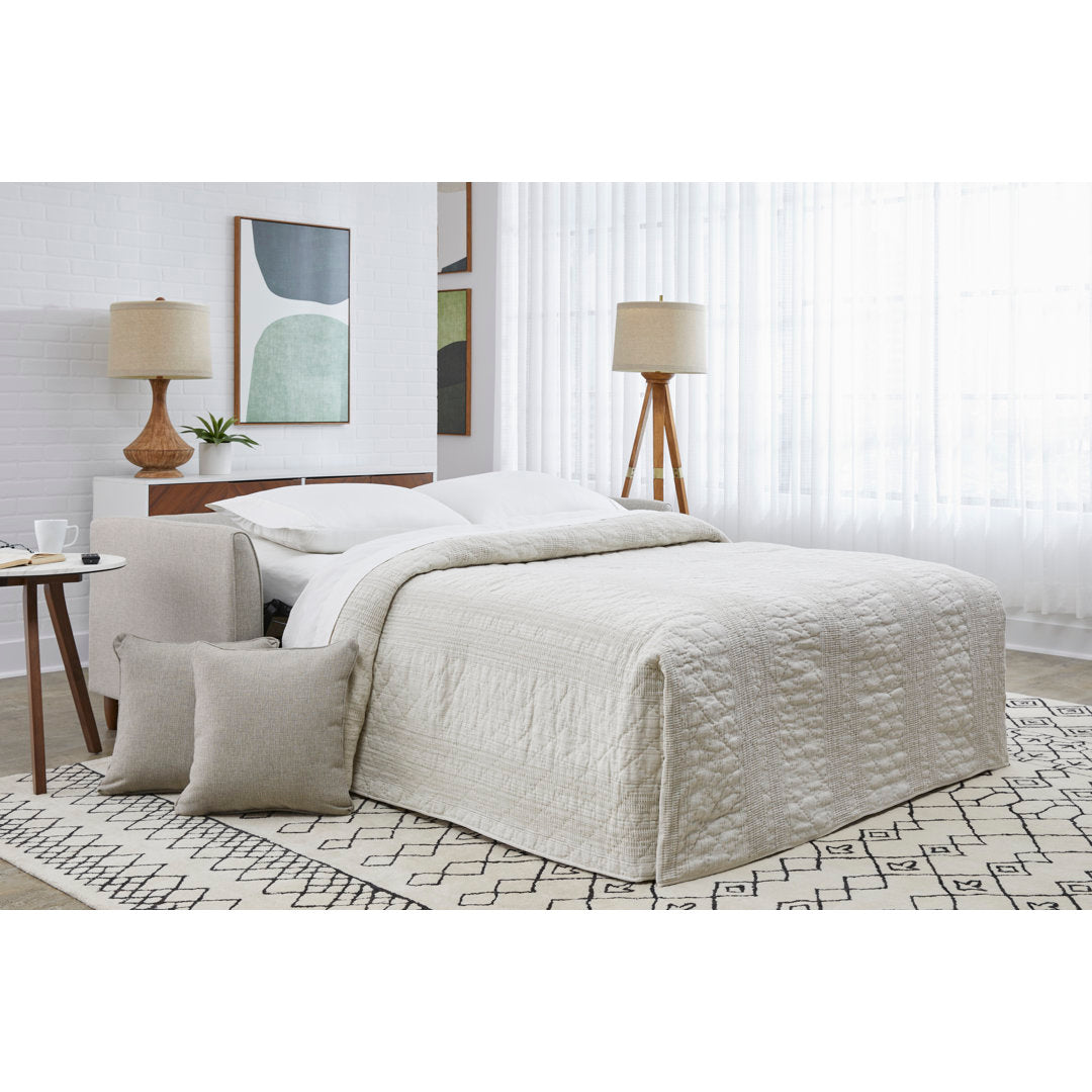 Kodie 77'' Upholstered Sleeper Sofa Joss & Main Fabric: Drusky Ivory Sustain® Basketweave