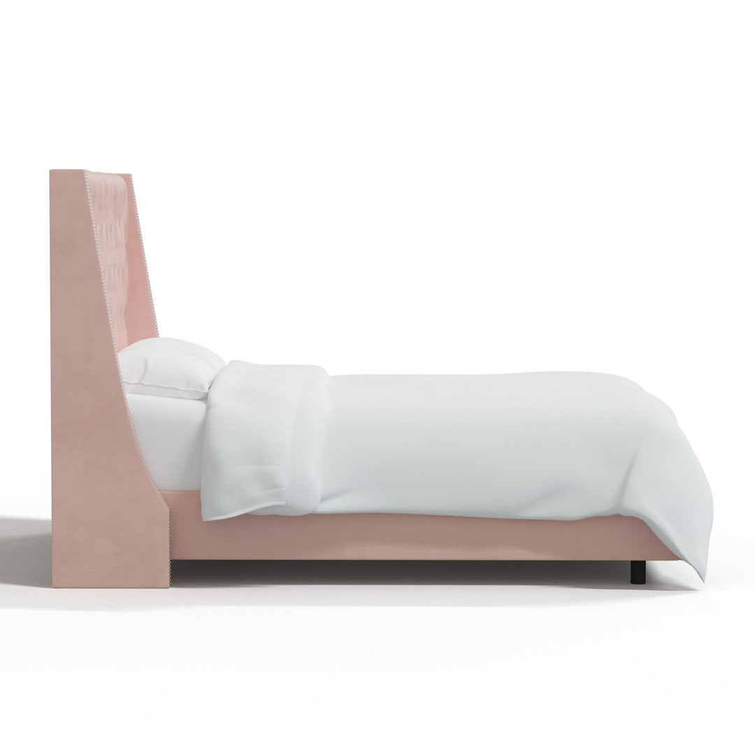 Annabel Upholstered Wingback Bed Kelly Clarkson Home Size: Full Body Fabric: Classic Blush Performance Velvet