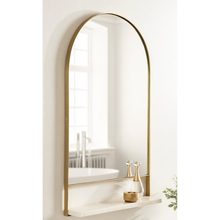Cielo with Shelves Wall Mirror Joss & Main Size: 20" x 12" Finish: Gold/White