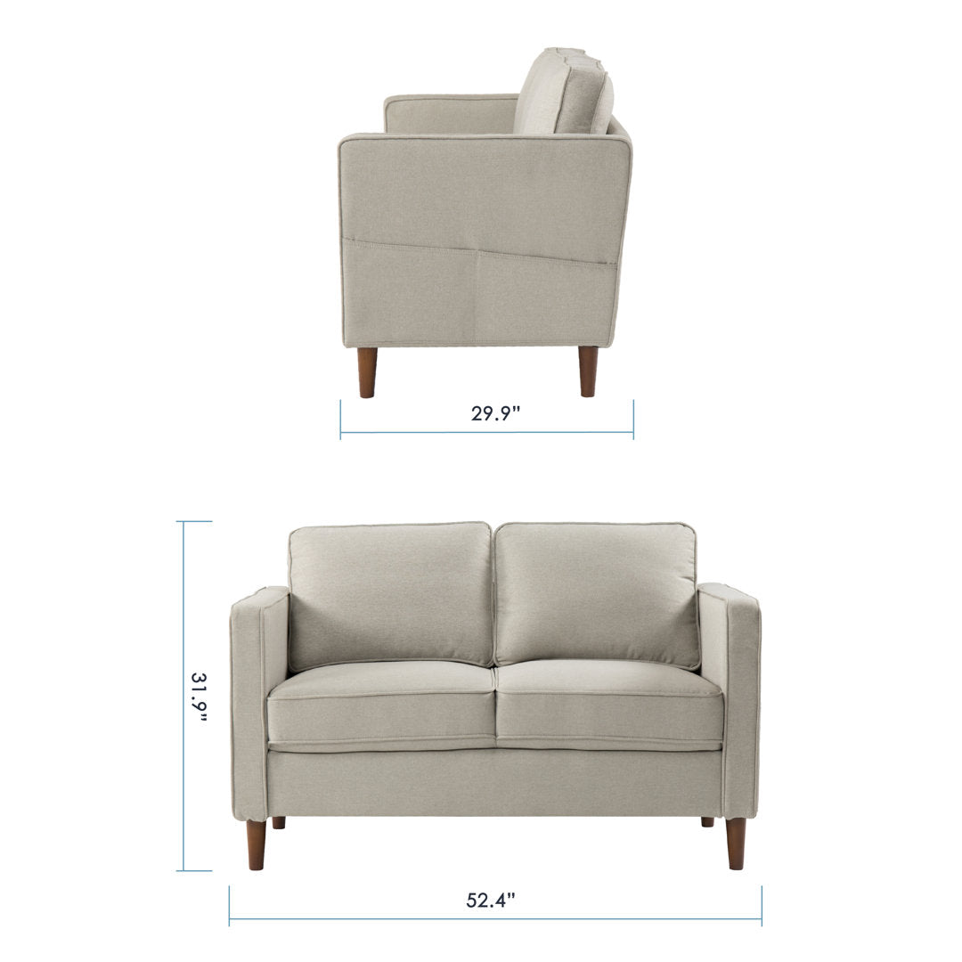 52.4" Square Arm Loveseat Mellow