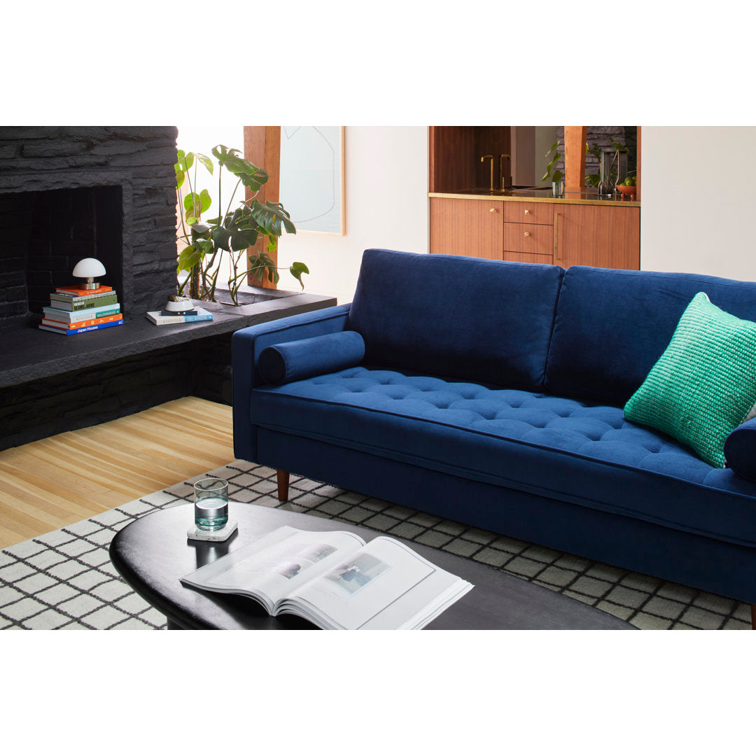 Geo 84" Upholstered Sofa AllModern Fabric: Bella Ink Performance Velvet