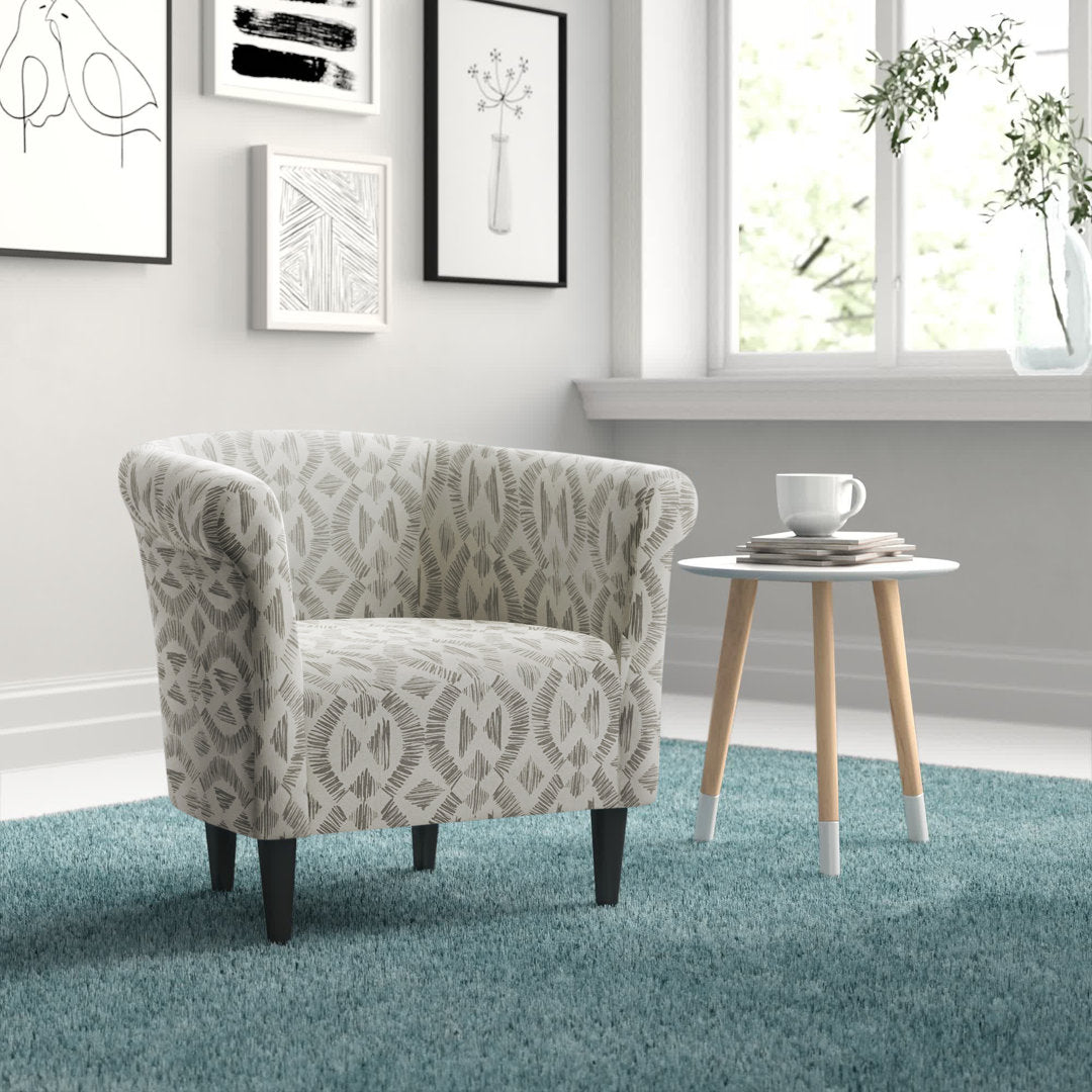 Liam 31.5" W Barrel Chair Zipcode Design™ Fabric OR Leather Type: Light Gray Microfiber/Microsuede