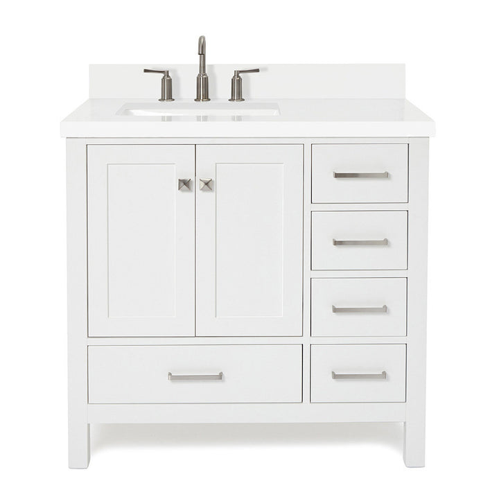 Amariani 37" Single Bathroom Vanity Set Latitude Run® Base Finish: White, Hardware Finish: Satin Nickel