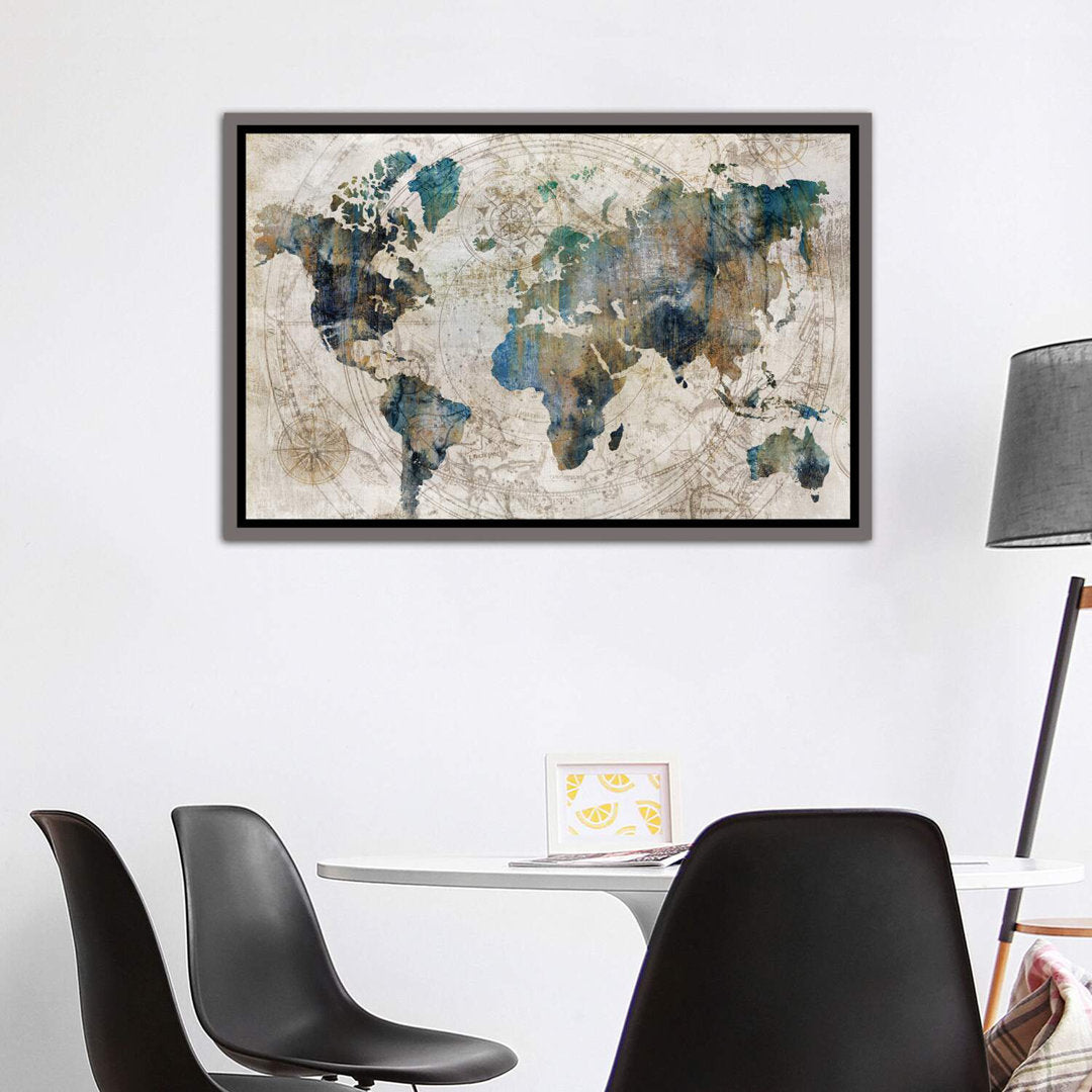 Celestial Map by Isabelle Z - Painting Print The Twillery Co.® Size: 40" H x 60" W x 1.5" D Format: Dark Rustic Gray Framed Canvas