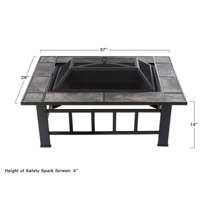 Fire Pit - 37-Inch Outdoor Firepit Table with Screen, Cover, and Poker - Outdoor Fire Pits for Backyard, Deck, Patio, or Porch by Pure Garden Alcott Hill®