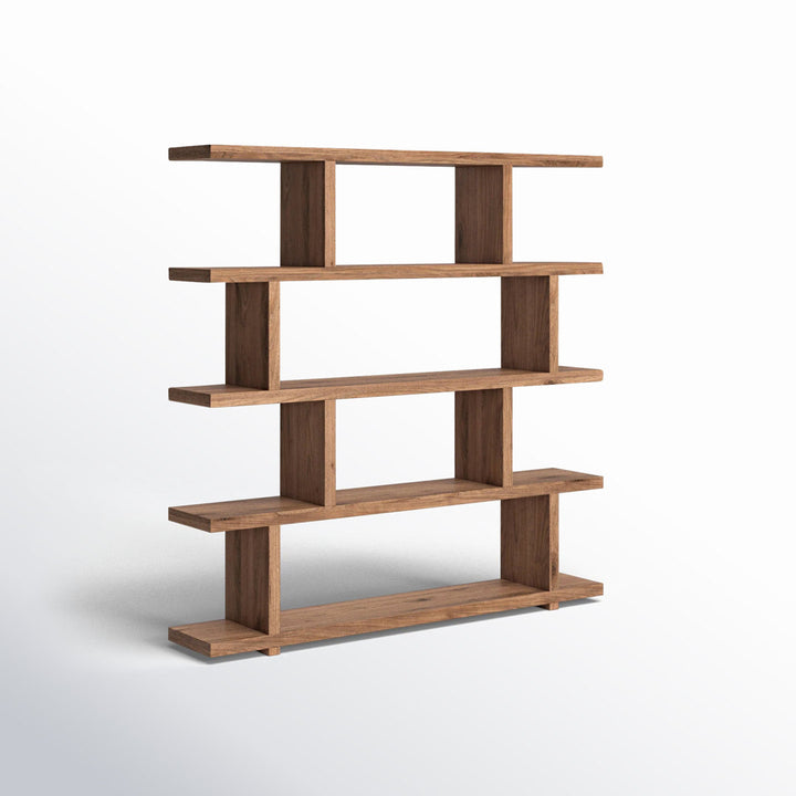 Annora 63" H x 63" W Geometric Bookcase AllModern Color: Walnut