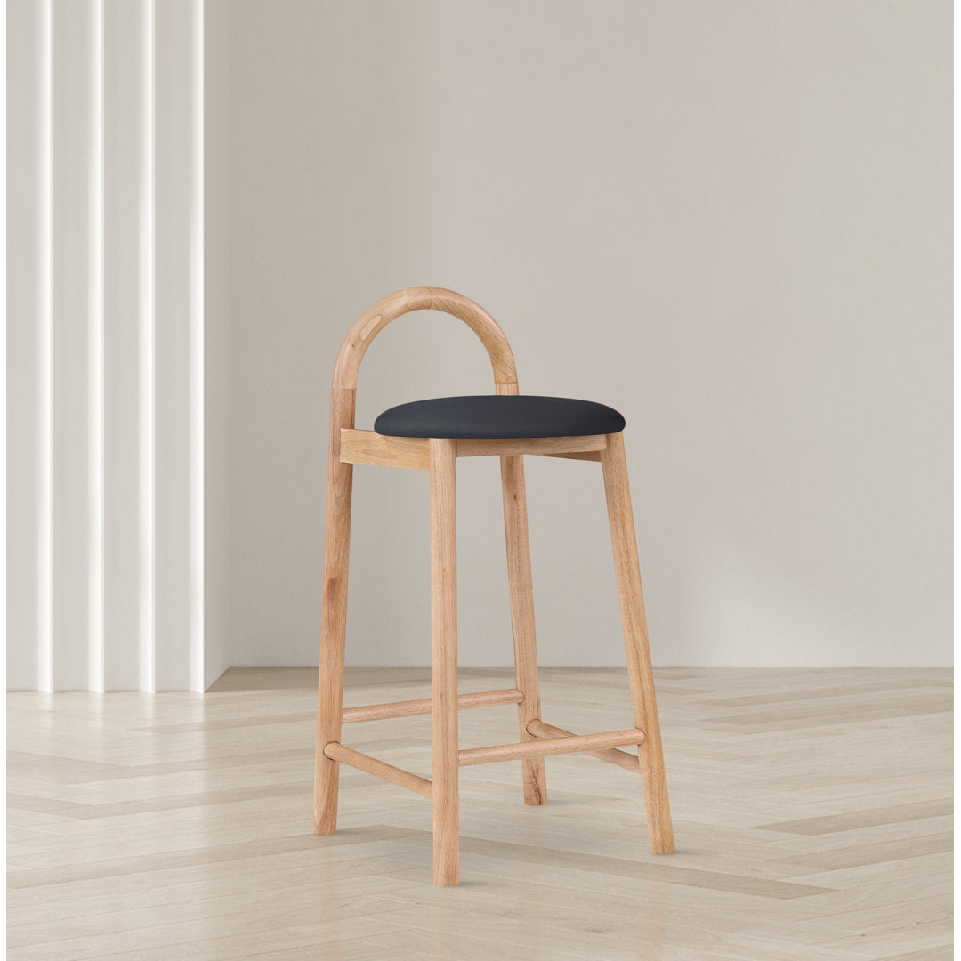 Bartolomea 27" Counter Bar Stool Latitude Run® Seat Color: Black, Frame Color: Natural