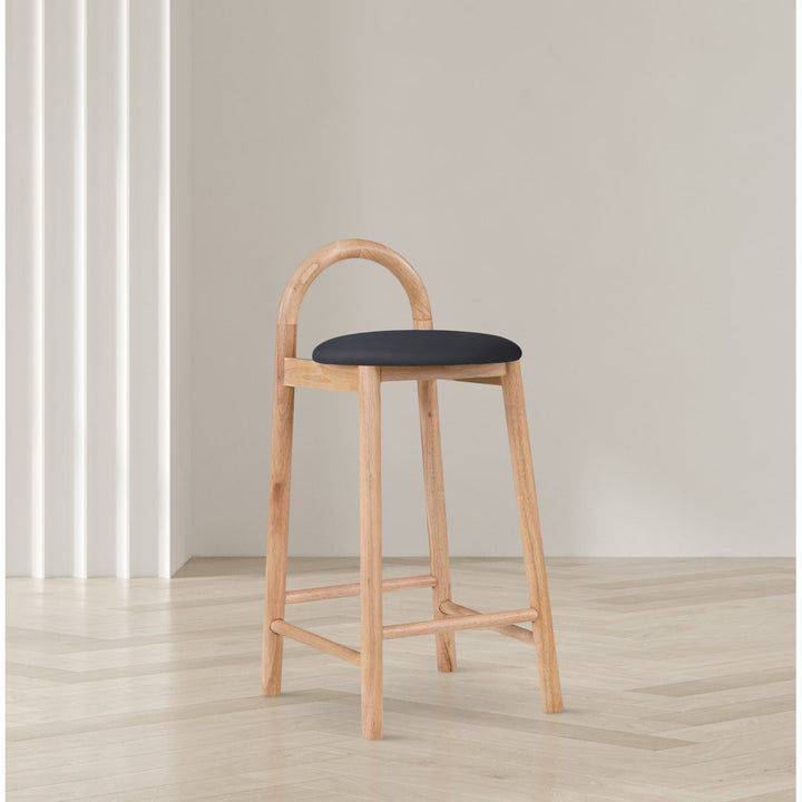 Bartolomea 27" Counter Bar Stool Latitude Run® Seat Color: Black, Frame Color: Natural