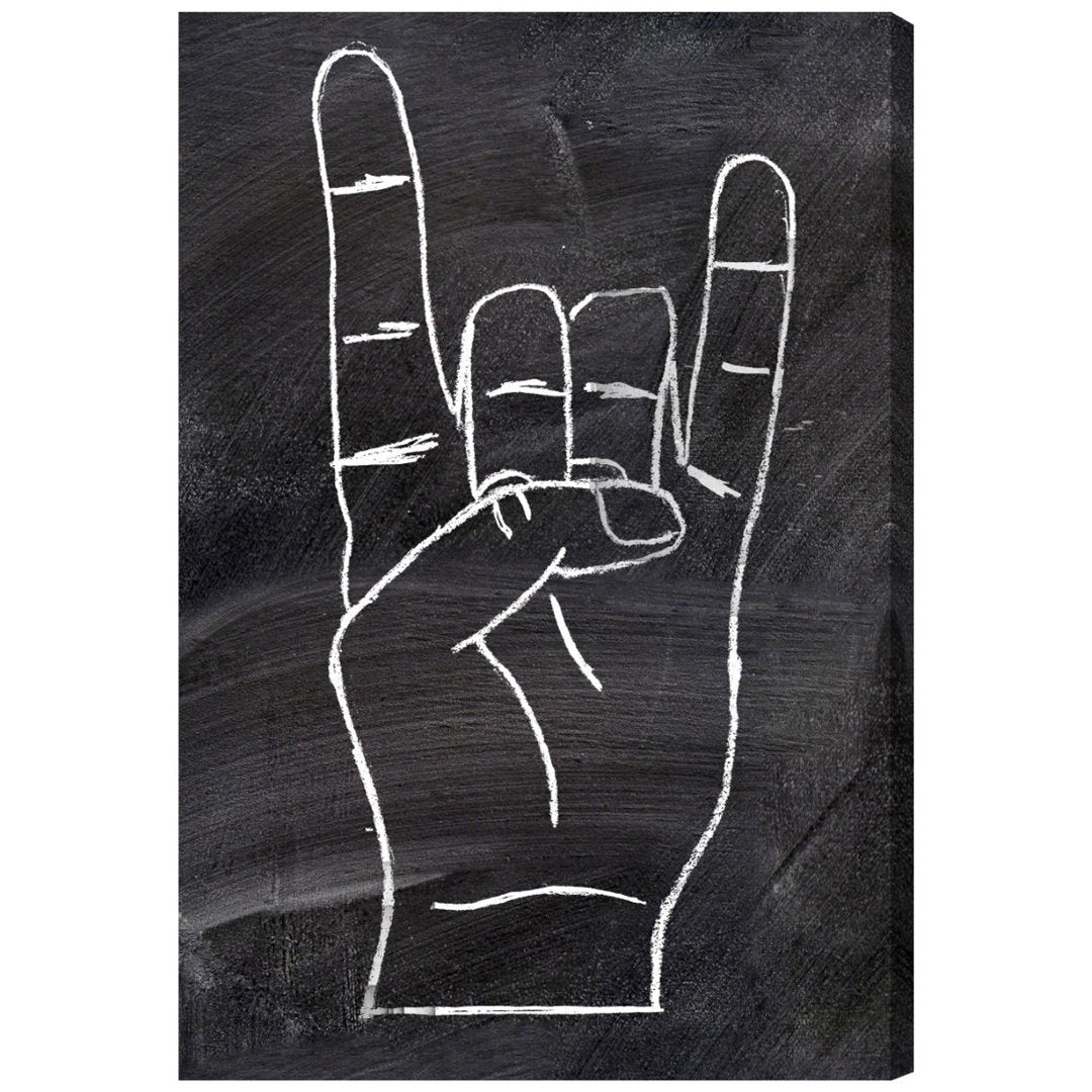 Rock On by Oliver Gal - Graphic Art Print Ebern Designs Size: 24" H x 16" W x 0.75" D Format: Wrapped Canvas