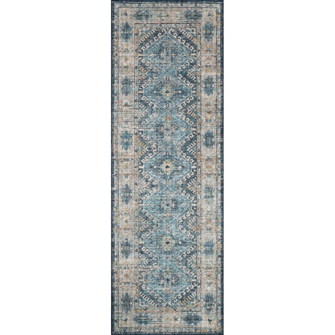 Gelo Oriental Denim/Gray Area Rug Bungalow Rose Rug Size: Oval 7' x 9'