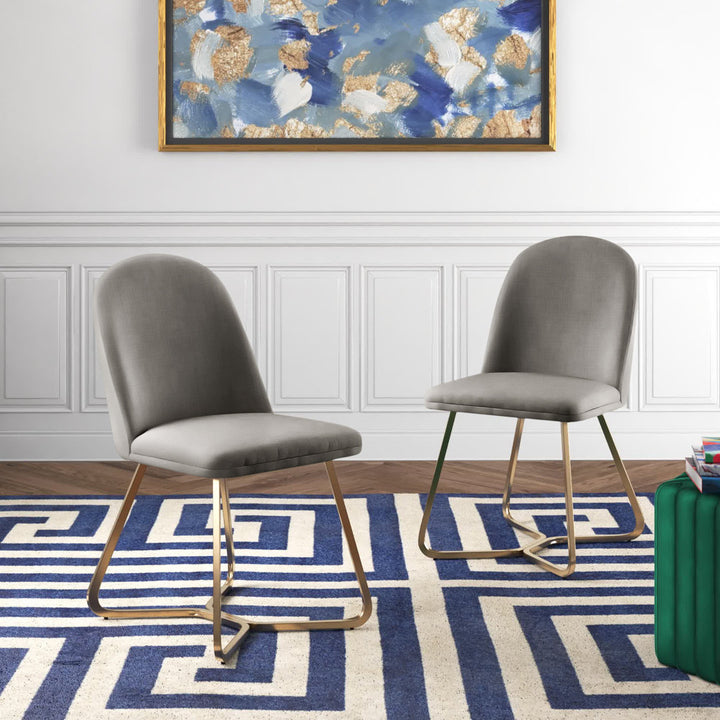 Ainhoa Linen Upholstered Side Chair (Set of 2) Etta Avenue™ Upholstery Color: Gray