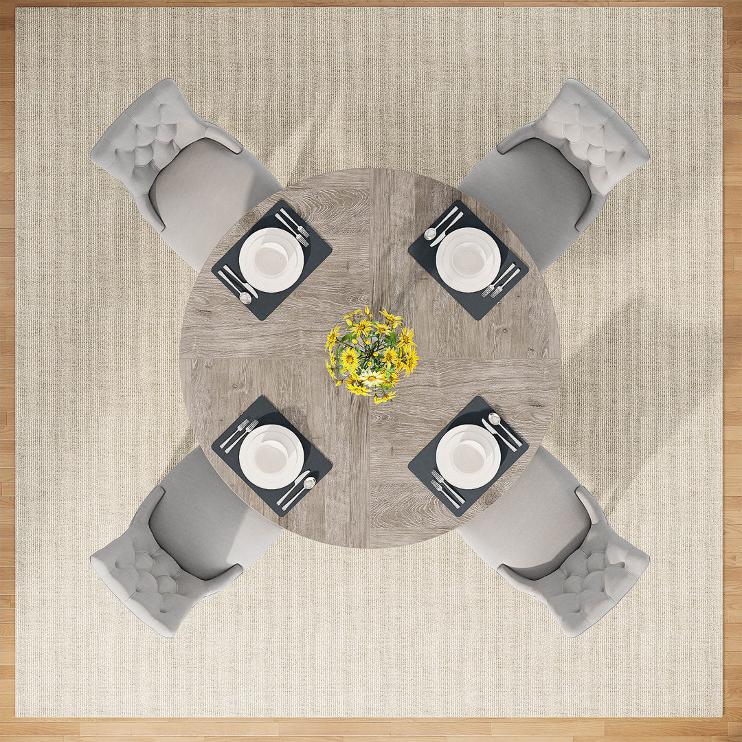 47 Inch Round Dining Table for 4 Farmhouse Kitchen Table Ebern Designs Color: Gray