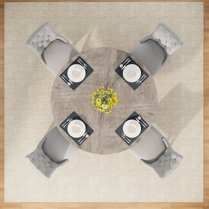 47 Inch Round Dining Table for 4 Farmhouse Kitchen Table Ebern Designs Color: Gray