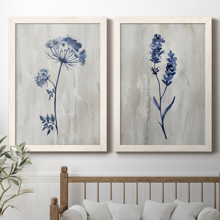 Indigo Botanical I - 2 Piece Graphic Art Print Set Laurel Foundry Modern Farmhouse® Mat Color: No Mat Size: 37.5" H x 55" W x 1.5" D Format: White Framed Canvas