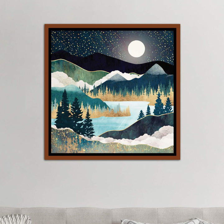 'Star Lake' by SpaceFrog Designs - Print East Urban Home Size: 26" H x 26" W x 1.5" D Format: Classic Wood Framed Canvas