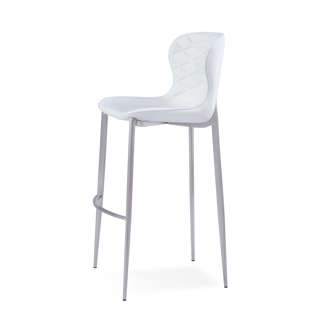 Albert Upholstered Bar & Counter Stool Upper Square™ Base Color: Stainless Steel, Upholstery Color: White Seat Height: Counter Stool (24” Seat Height)