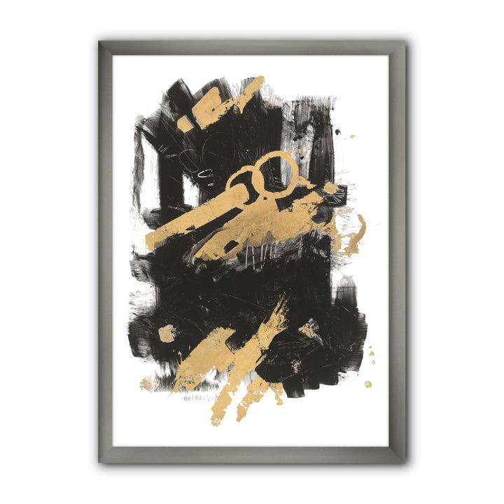 Gold and Black Drift I' Picture Frame Print on Canvas East Urban Home Size: 40" H x 30" W x 1.5" D Format: Silver Framed