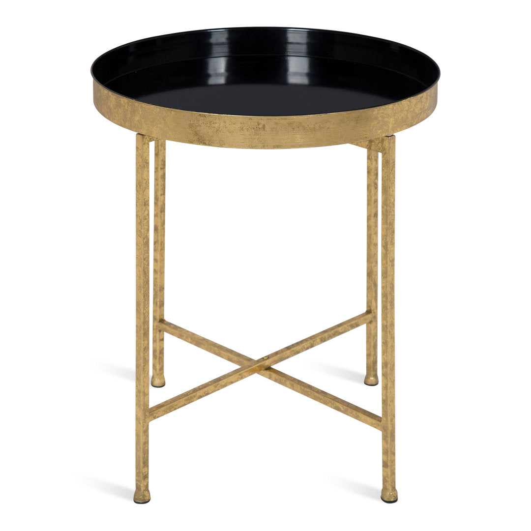 Ekta Tray Top Cross Legs End Table Willa Arlo™ Interiors Table Base Color: Gold, Table Top Color: Black