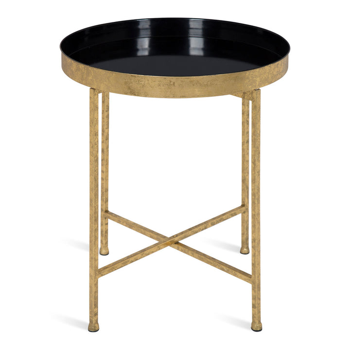 Ekta Tray Top Cross Legs End Table Willa Arlo™ Interiors Table Base Color: Gold, Table Top Color: Black