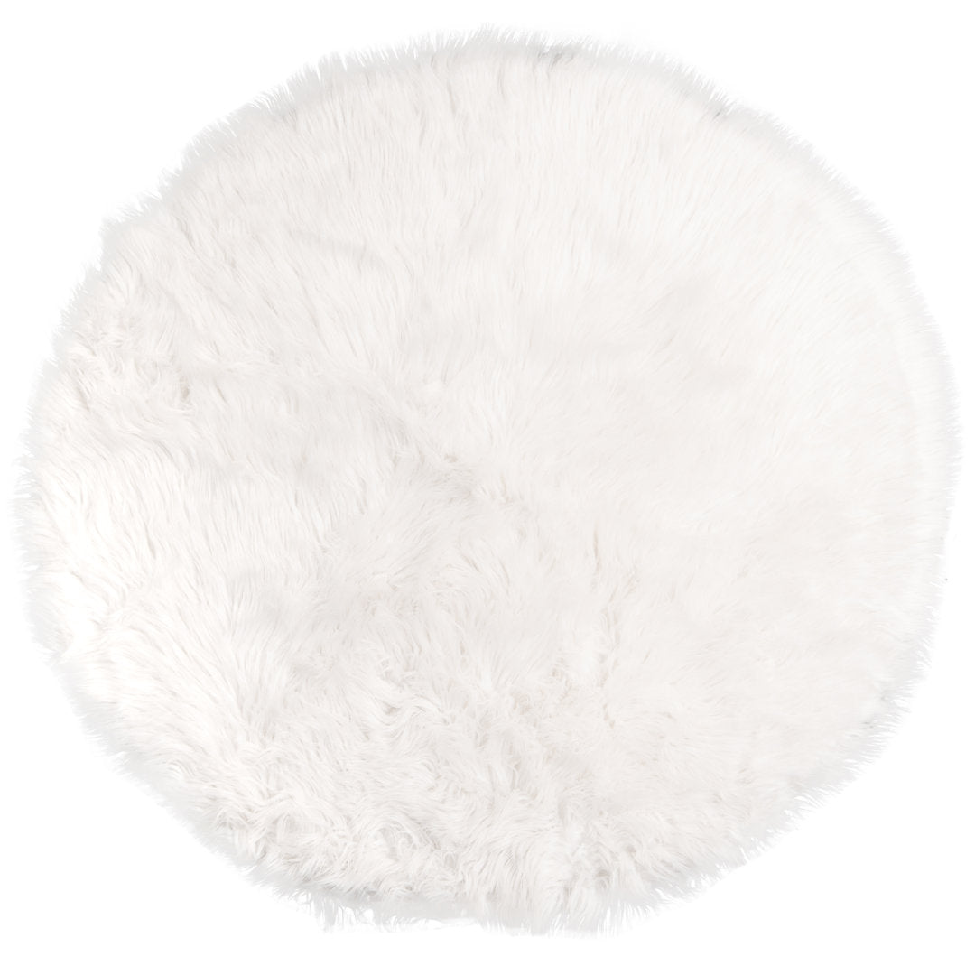 Diller White Faux Sheepskin Fur Machine Washable Shag Fluffy Area Rug Willa Arlo™ Interiors Rug Size: Round 3'