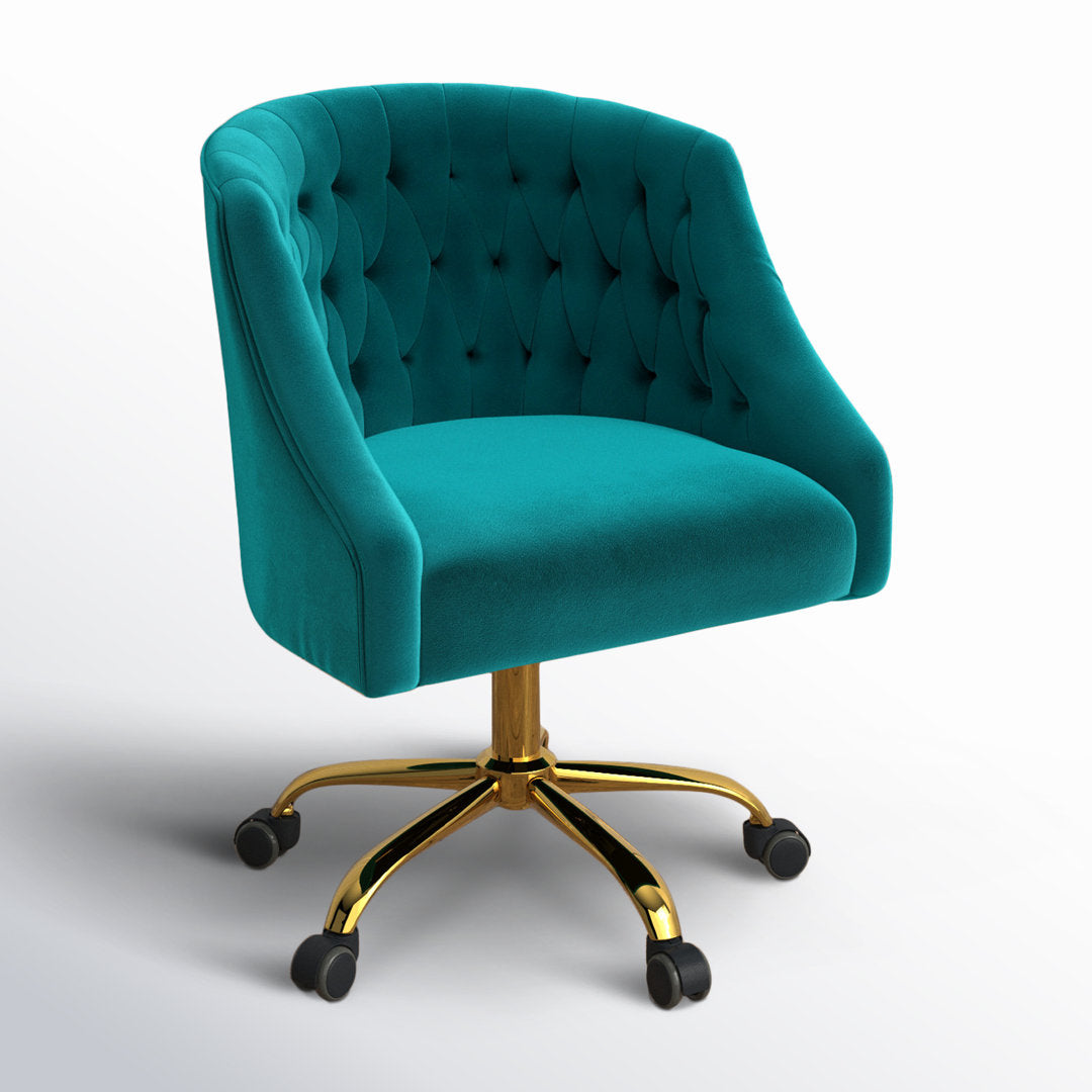 Louise 35.5'' H Velvet Hand-Curated Task Chair with Button Tufted Kelly Clarkson Home Upholstery Color: Turquoise Velvet