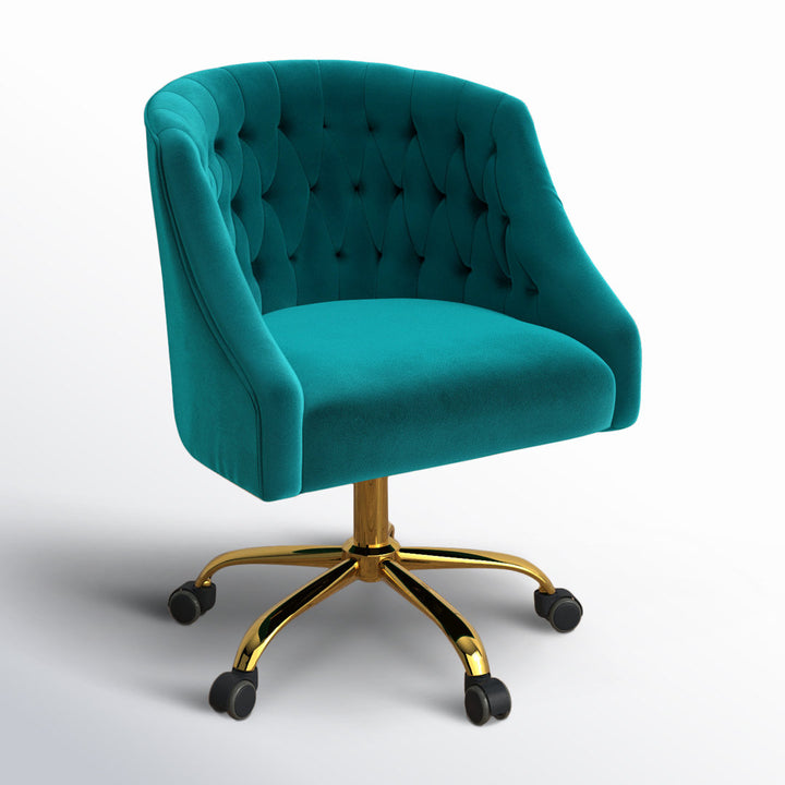 Louise 35.5'' H Velvet Hand-Curated Task Chair with Button Tufted Kelly Clarkson Home Upholstery Color: Turquoise Velvet