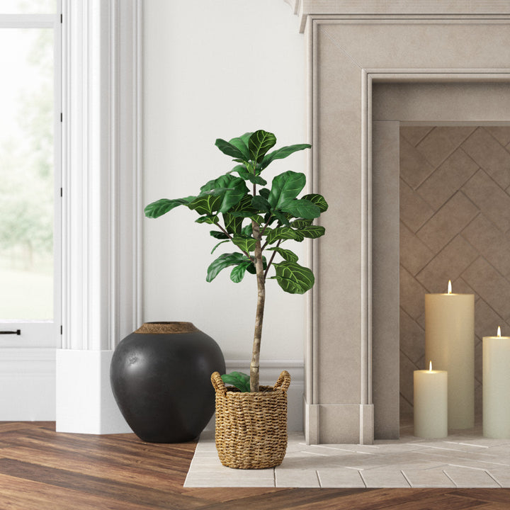 30" Artificial Fiddle Leaf Fig Tree in Basket Joss & Main