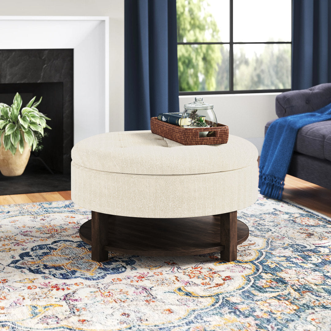 Miller Round Tufted Storage Ottoman Madison Park Upholstery Color: Cream