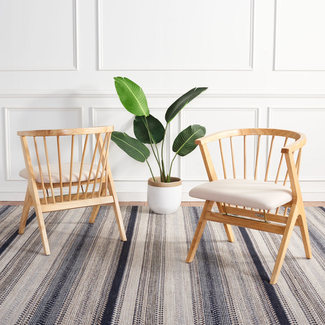 Artemis Slat Back Side Chair in Black (Set of 2) Mistana™ Upholstery Color: Natural, Color: Beige