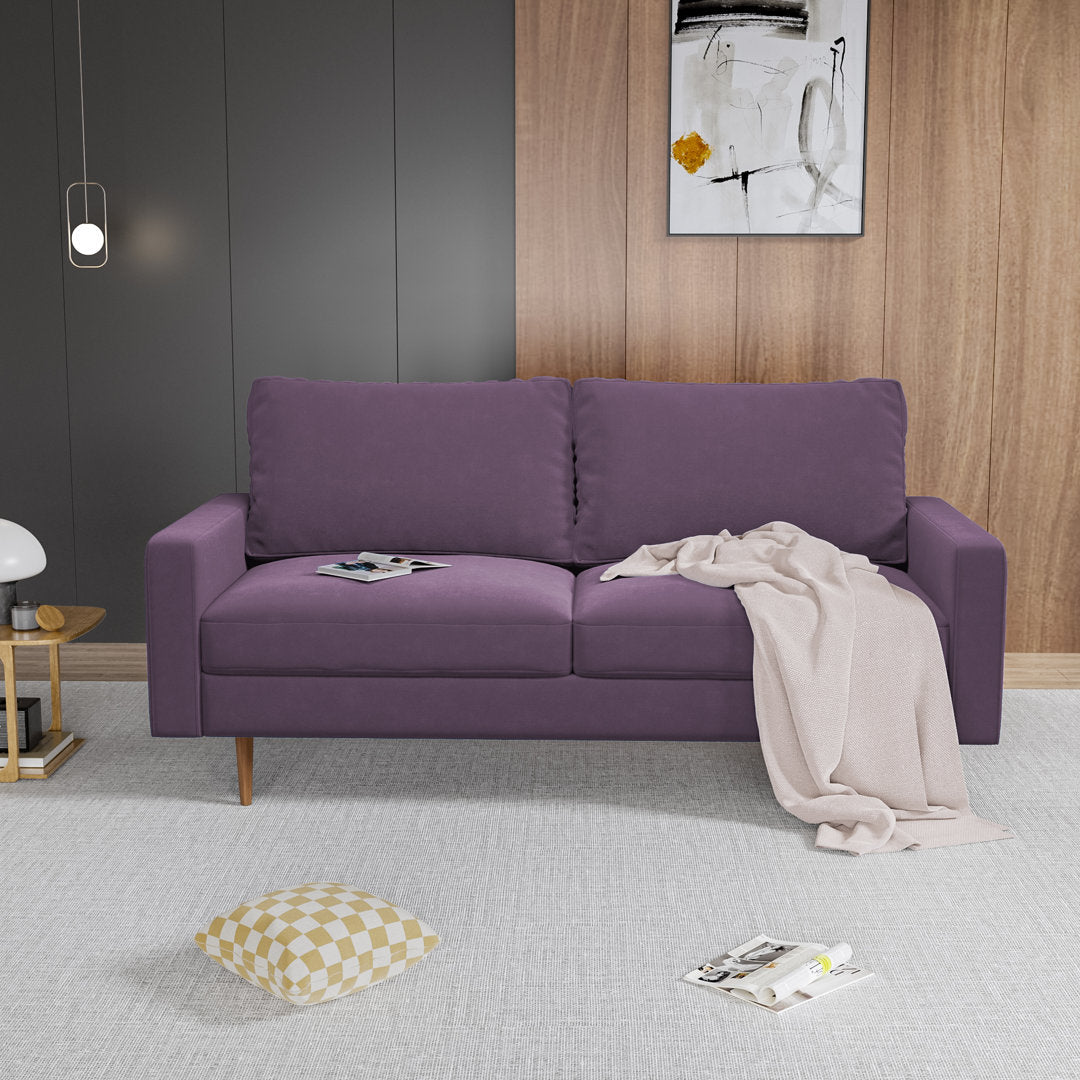 Markham 70" Velvet Square Arm Sofa Willa Arlo™ Interiors Fabric: Lavender Polyester