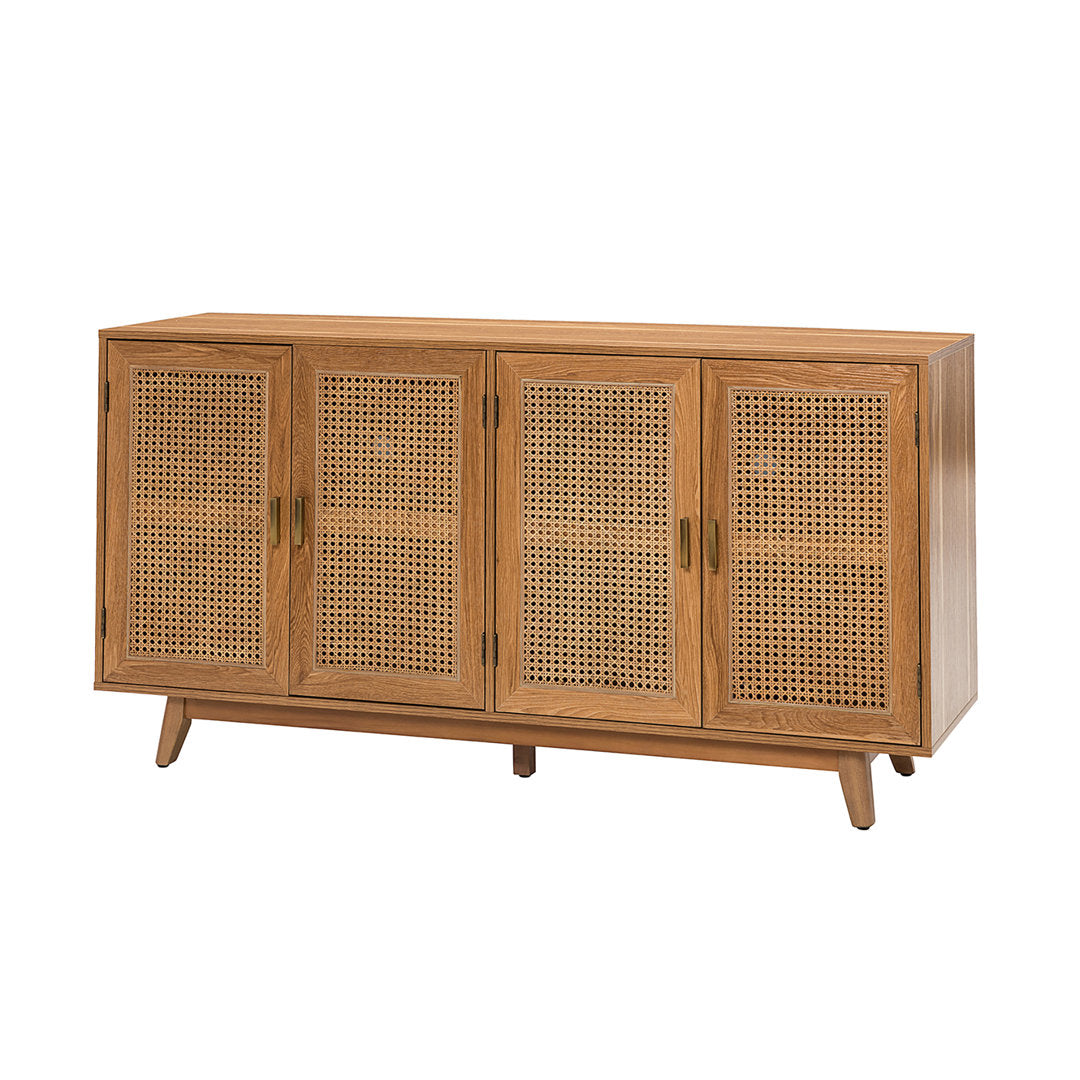 Emily 56.8''Rattan TV Stand With Storage Kelly Clarkson Home Color: Walnut