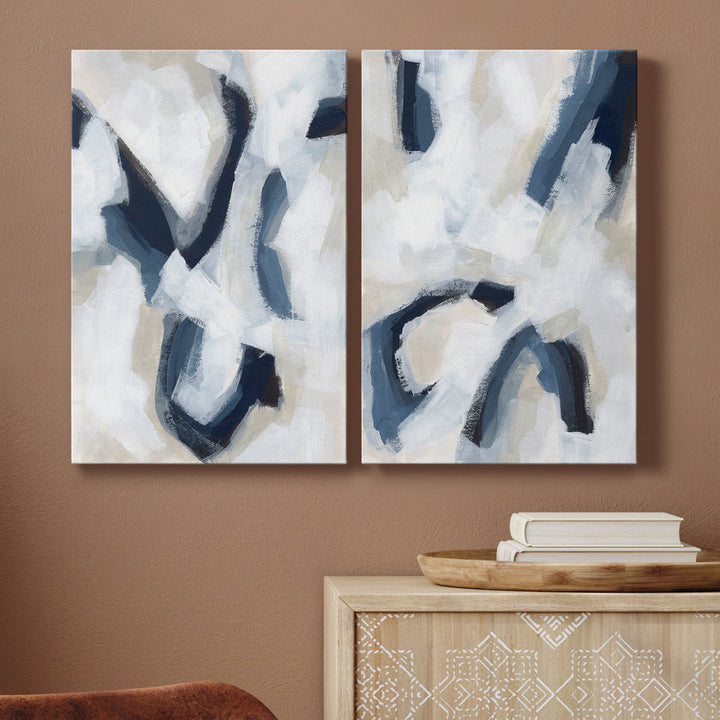 Indigo Imprint I Premium Gallery Wrapped Canvas - Ready To Hang (Set of 2) Wade Logan® Size: 48" H x 64" W x 1" D