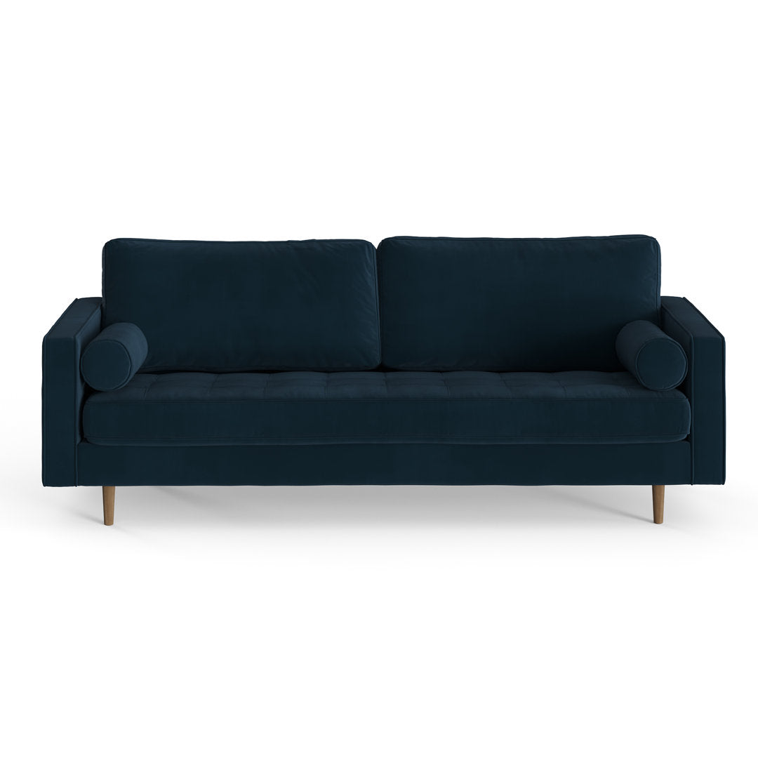 Geo 84" Upholstered Sofa AllModern Fabric: Bella Ink Performance Velvet