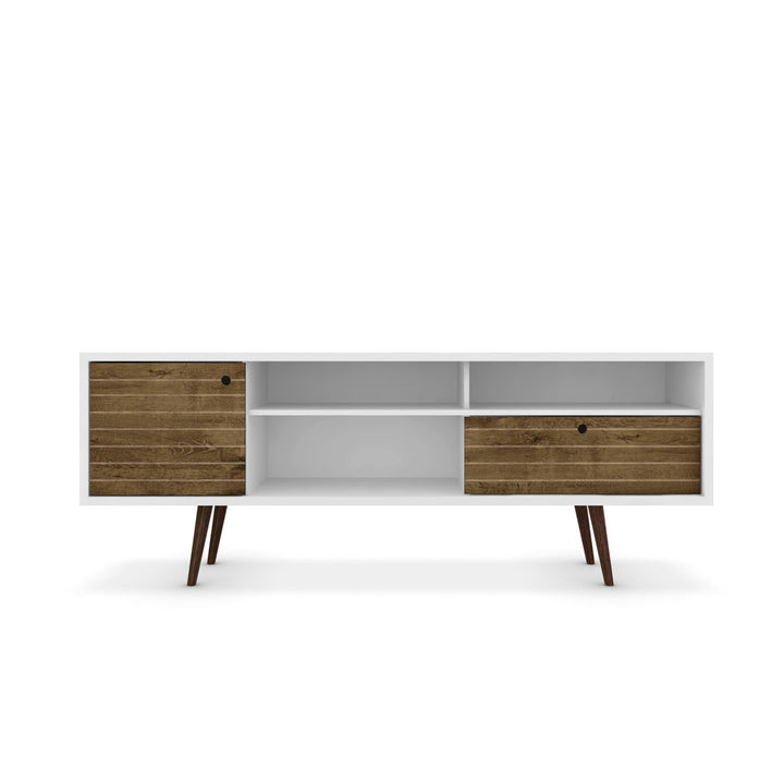 Darryl TV Stand Zipcode Design™ Color: White/Rustic Brown
