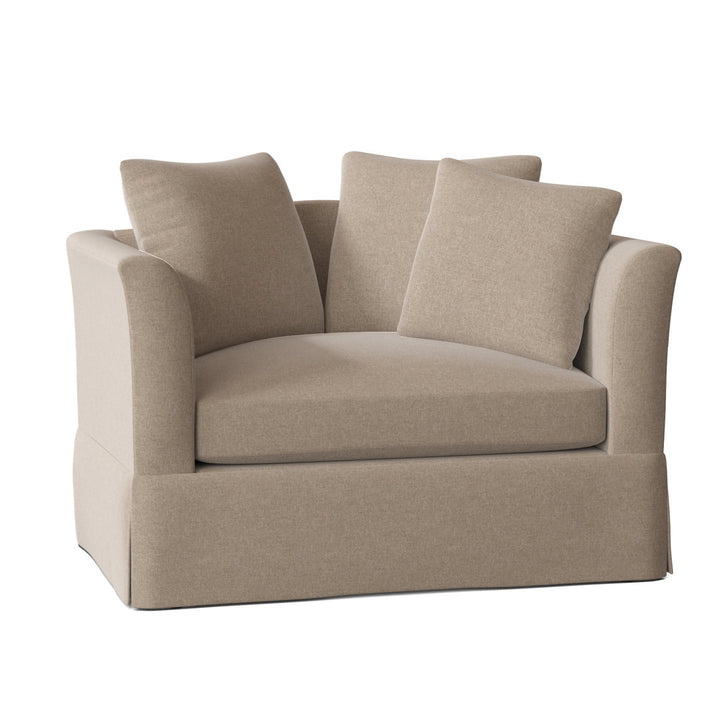 Charlene 50" Wide Armchair Highland Dunes Body Fabric: Crafty Sand, Throw Pillow Fabric: Crafty Linen