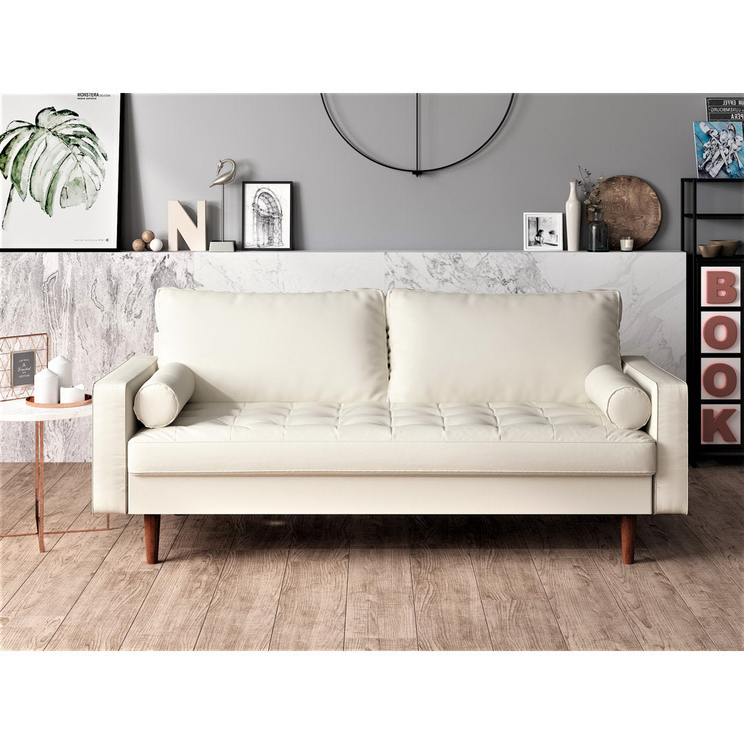 Ashfaq 57.8" Velvet Square Arm Loveseat Wade Logan® Fabric: White Faux Leather