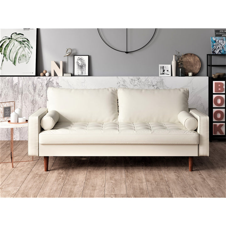 Ashfaq 57.8" Velvet Square Arm Loveseat Wade Logan® Fabric: White Faux Leather