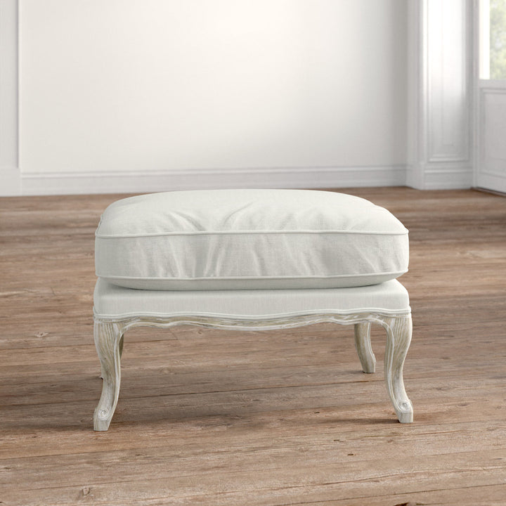 Nonna 30" Wide Velvet Rectangle Standard Ottoman Kelly Clarkson Home Fabric: White/Linen 100% Linen