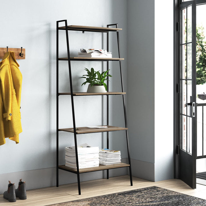 Little Italy 72" H x 28" W Metal Ladder Bookcase Trent Austin Design® Color: Rustic Oak