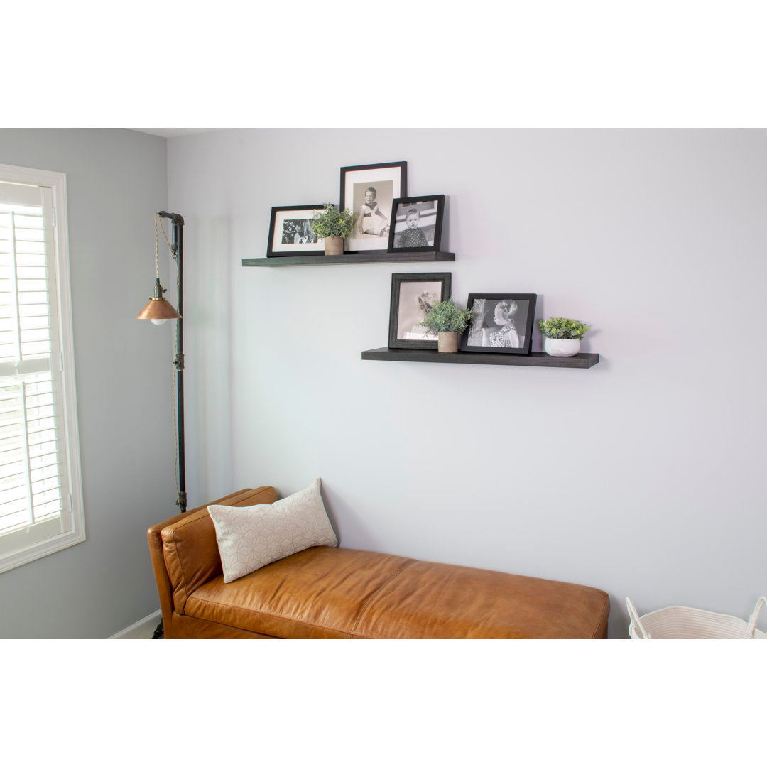Bridgecliff 2 Piece Poplar Solid Wood Floating Shelf (Set of 2) Rosalind Wheeler Size: 1.38" H x 36" W x 10" D Finish: Midnight