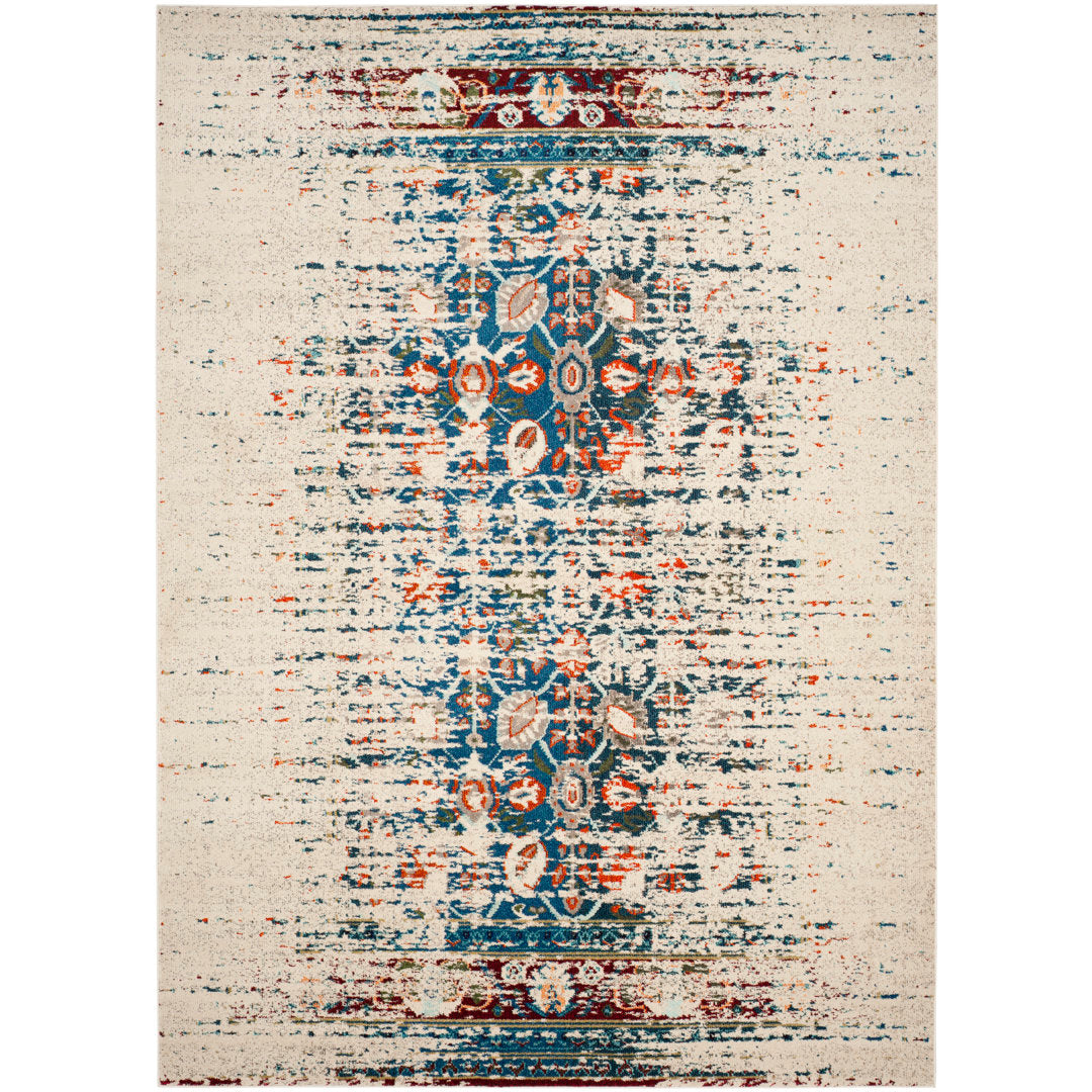 Hertzler Floral Ivory/Blue Area Rug Langley Street® Rug Size: Square 5'
